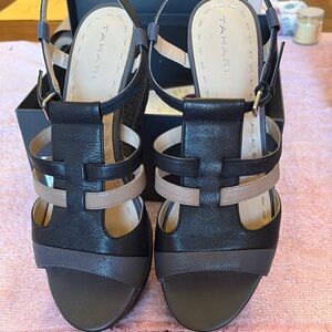 Tahari Black and Tan Women's Sandals